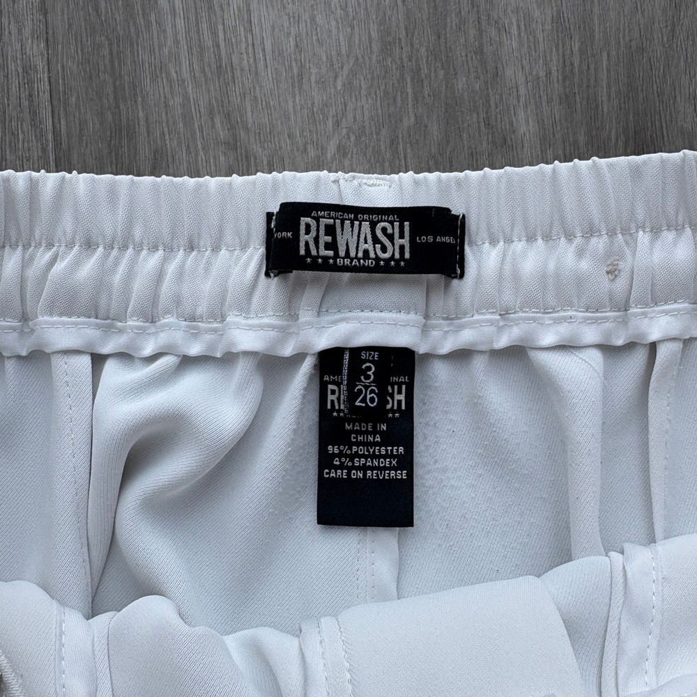 REWASH White Wide Leg Pleated High Waist Pants Women's Size 3 26 - Picture 3 of 3